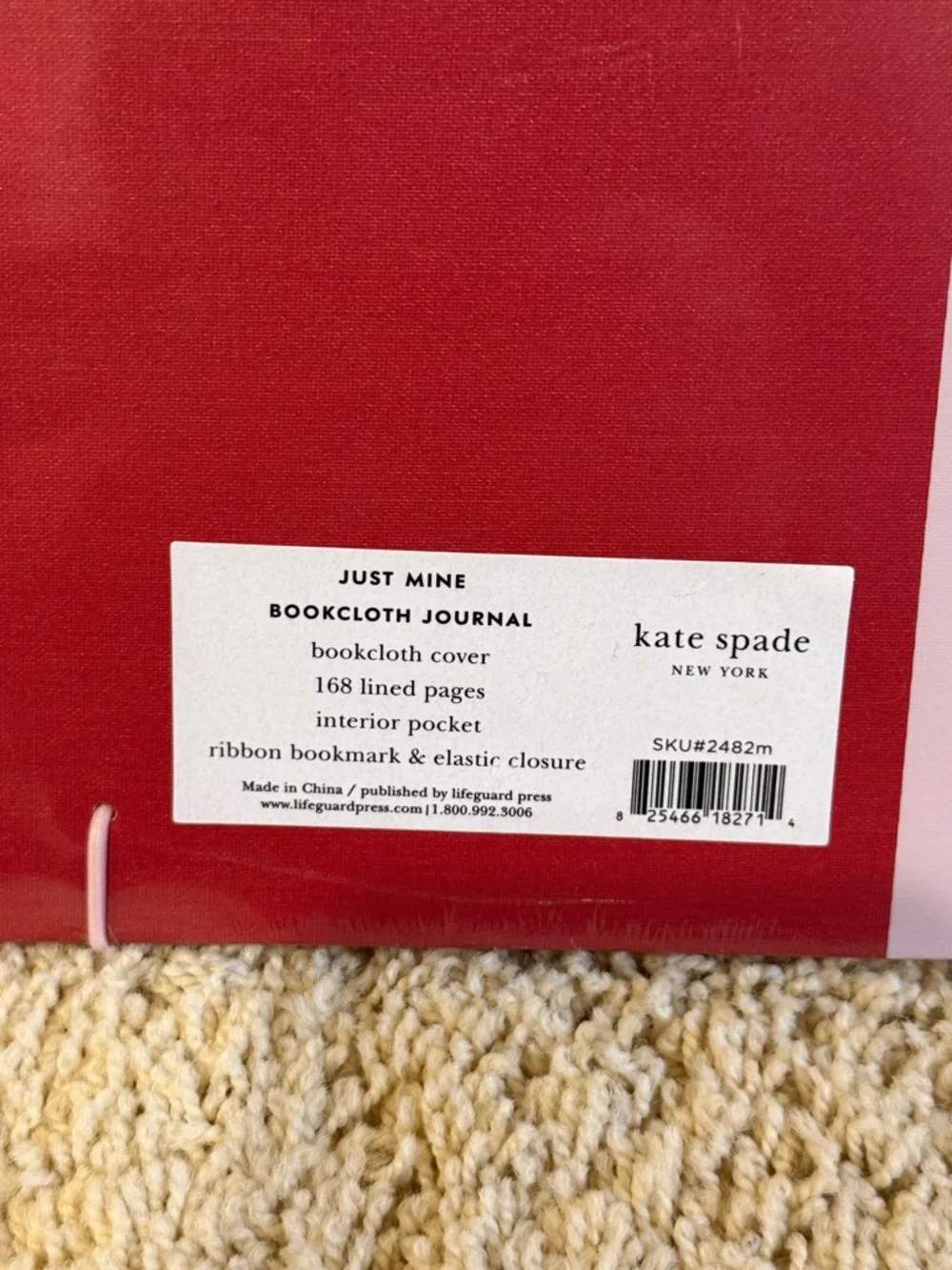 kate spade Red and Light Pink Hardcover Journal with Initial ‘m’